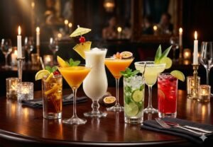 Long Island Iced Tea, Mango Daiquiri, Pina Colada, Passion Martini, Lime Mojito, Pine Margarita, Vodka Cranberry