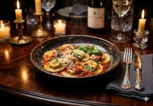 Ricotta And Spinach Ravioli (V)