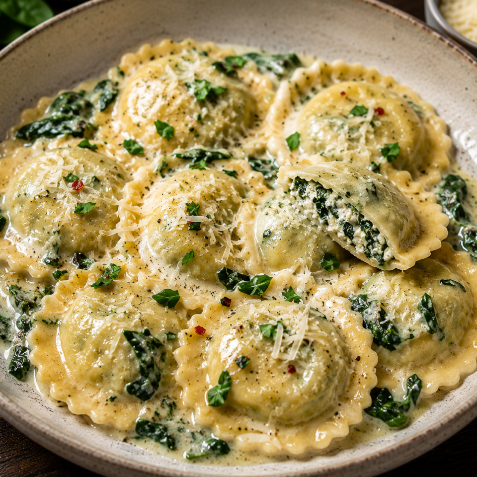 Spinach & Ricotta Ravioli (V)